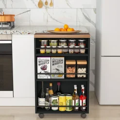 4-Tier Storage Cart, Slim Rolling Narrow Kitchen Cart for Small Place