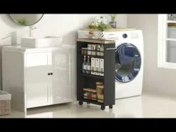 4-Tier Storage Cart, Slim Rolling Narrow Kitchen Cart for Small Place