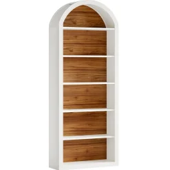 6/8-Tier Tall Bookshelf, Wooden Arched Bookcase Display Shelving Unit