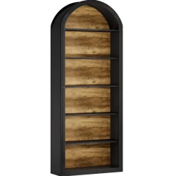 6/8-Tier Tall Bookshelf, Wooden Arched Bookcase Display Shelving Unit
