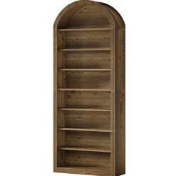 6/8-Tier Tall Bookshelf, Wooden Arched Bookcase Display Shelving Unit