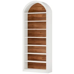 6/8-Tier Tall Bookshelf, Wooden Arched Bookcase Display Shelving Unit