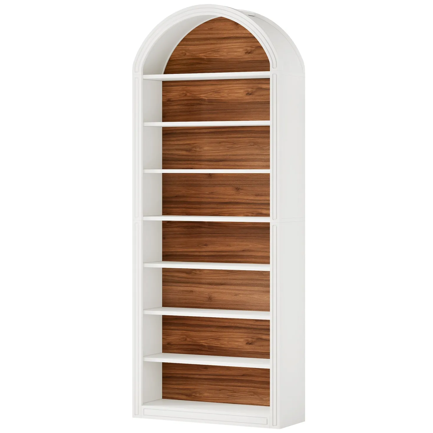 6/8-Tier Tall Bookshelf, Wooden Arched Bookcase Display Shelving Unit