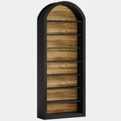 6/8-Tier Tall Bookshelf, Wooden Arched Bookcase Display Shelving Unit