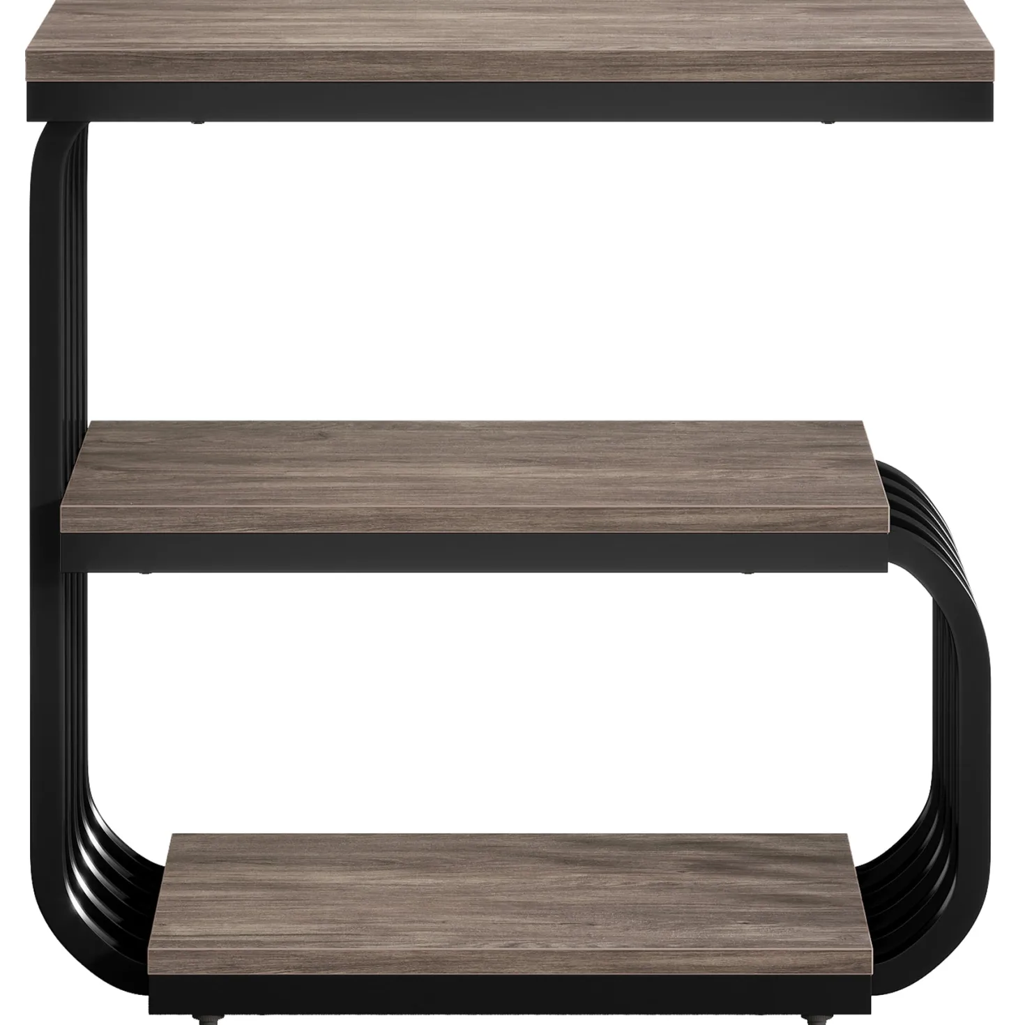 3-Tier Vintage Nightstand, Narrow Bedside Stand with Metal Frame
