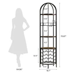 5-Tier Wine Rack, Industrial Bar Wine Cabinet with Bottle Holder