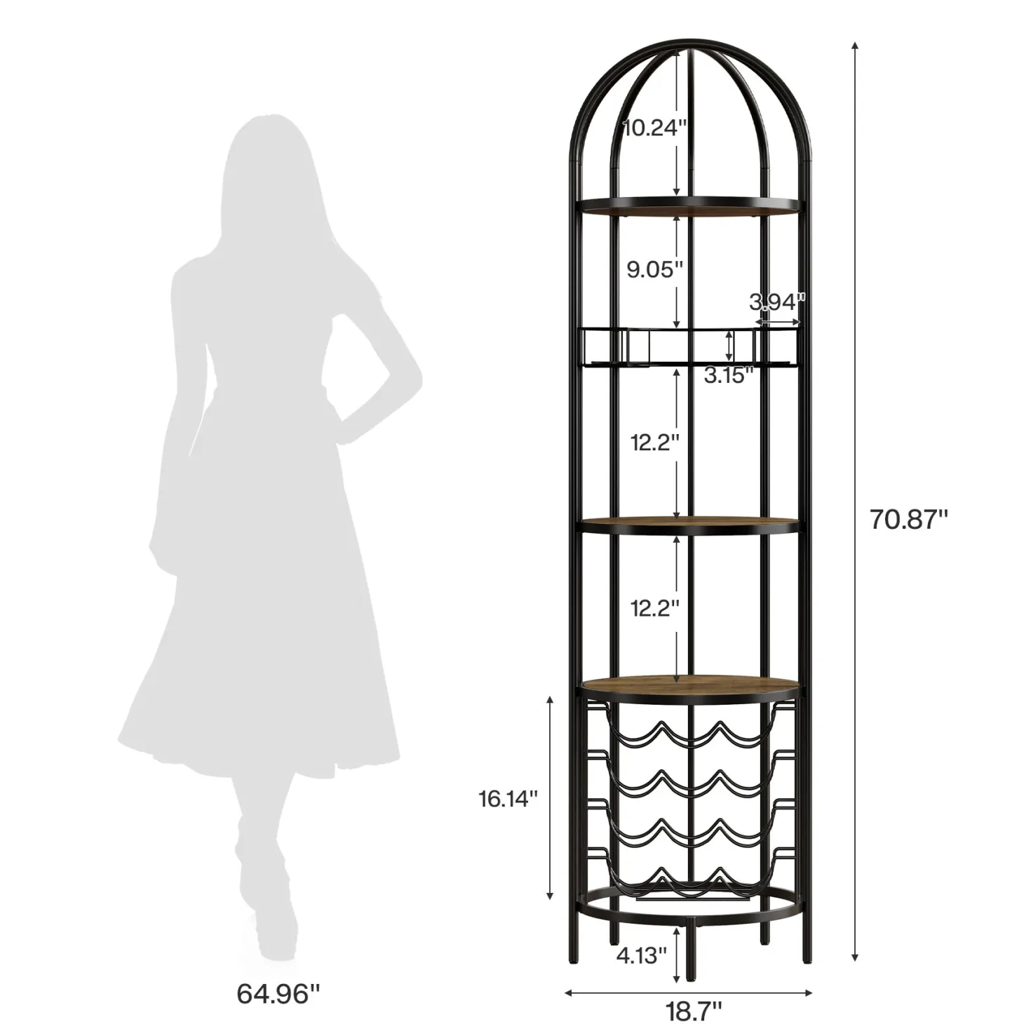 5-Tier Wine Rack, Industrial Bar Wine Cabinet with Bottle Holder
