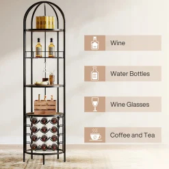 5-Tier Wine Rack, Industrial Bar Wine Cabinet with Bottle Holder