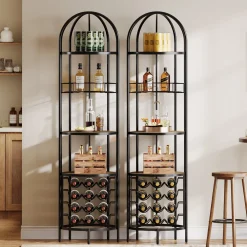 5-Tier Wine Rack, Industrial Bar Wine Cabinet with Bottle Holder