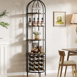 5-Tier Wine Rack, Industrial Bar Wine Cabinet with Bottle Holder