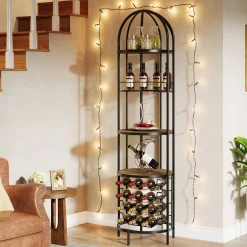 5-Tier Wine Rack, Industrial Bar Wine Cabinet with Bottle Holder