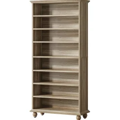 9-Tier Wood Shoe Cabinet Rack with LED Lighting & Solid Wood Legs