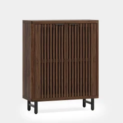 6-Tier Wooden Shoe Cabinet with Louvered Doors & Adjustable Shelves