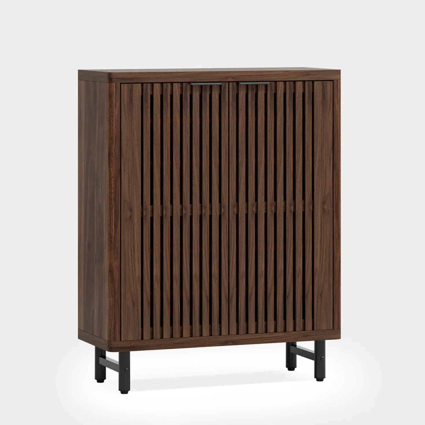 6-Tier Wooden Shoe Cabinet with Louvered Doors & Adjustable Shelves
