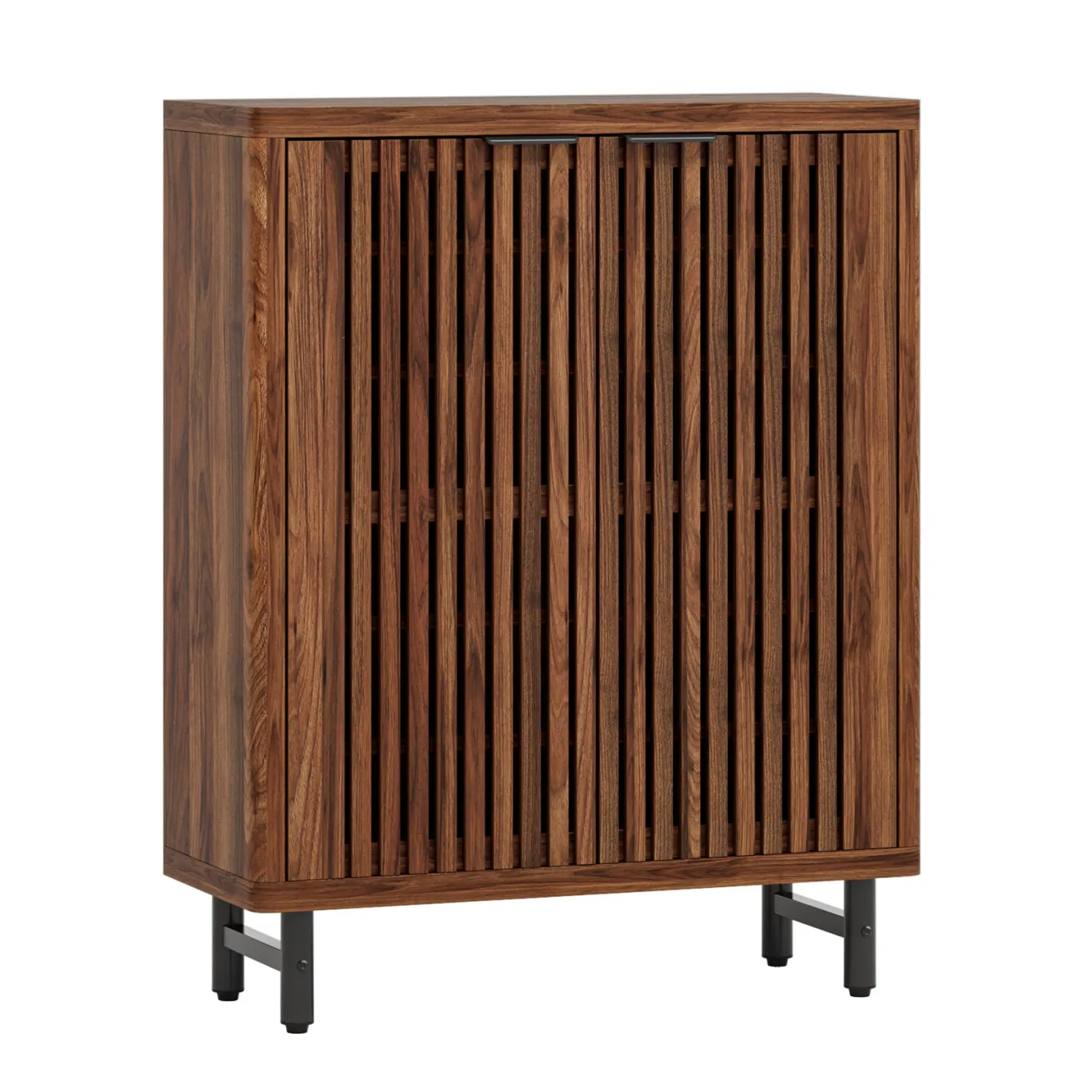 6-Tier Wooden Shoe Cabinet with Louvered Doors & Adjustable Shelves
