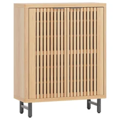 6-Tier Wooden Shoe Cabinet with Louvered Doors & Adjustable Shelves