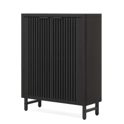6-Tier Wooden Shoe Cabinet with Louvered Doors & Adjustable Shelves