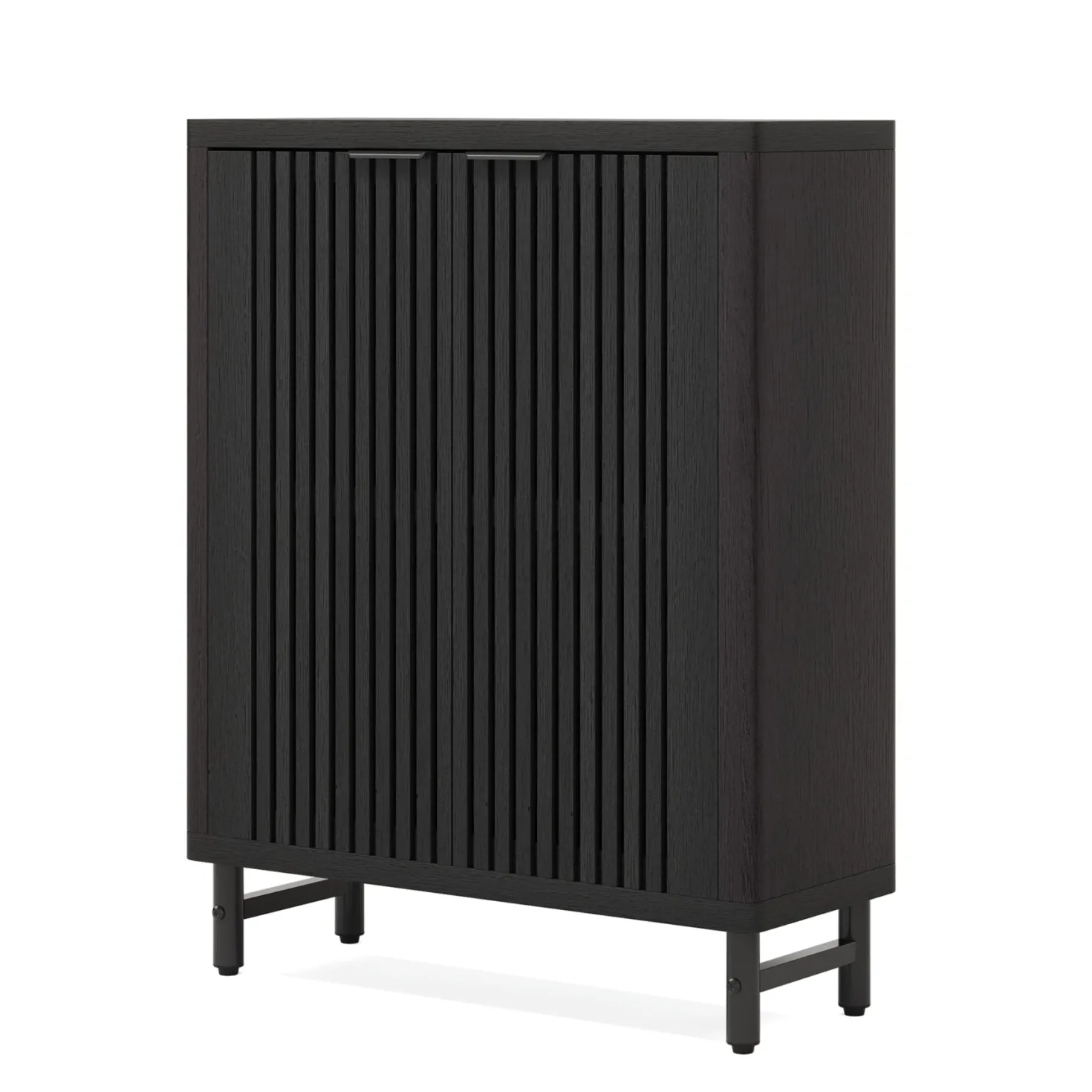 6-Tier Wooden Shoe Cabinet with Louvered Doors & Adjustable Shelves