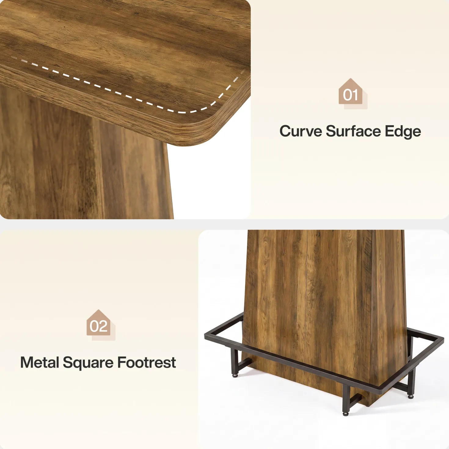 Tribesigns 47" Bar Table, Rustic Industrial Pub Table with Footrest for Kitchen Bar Restaurant