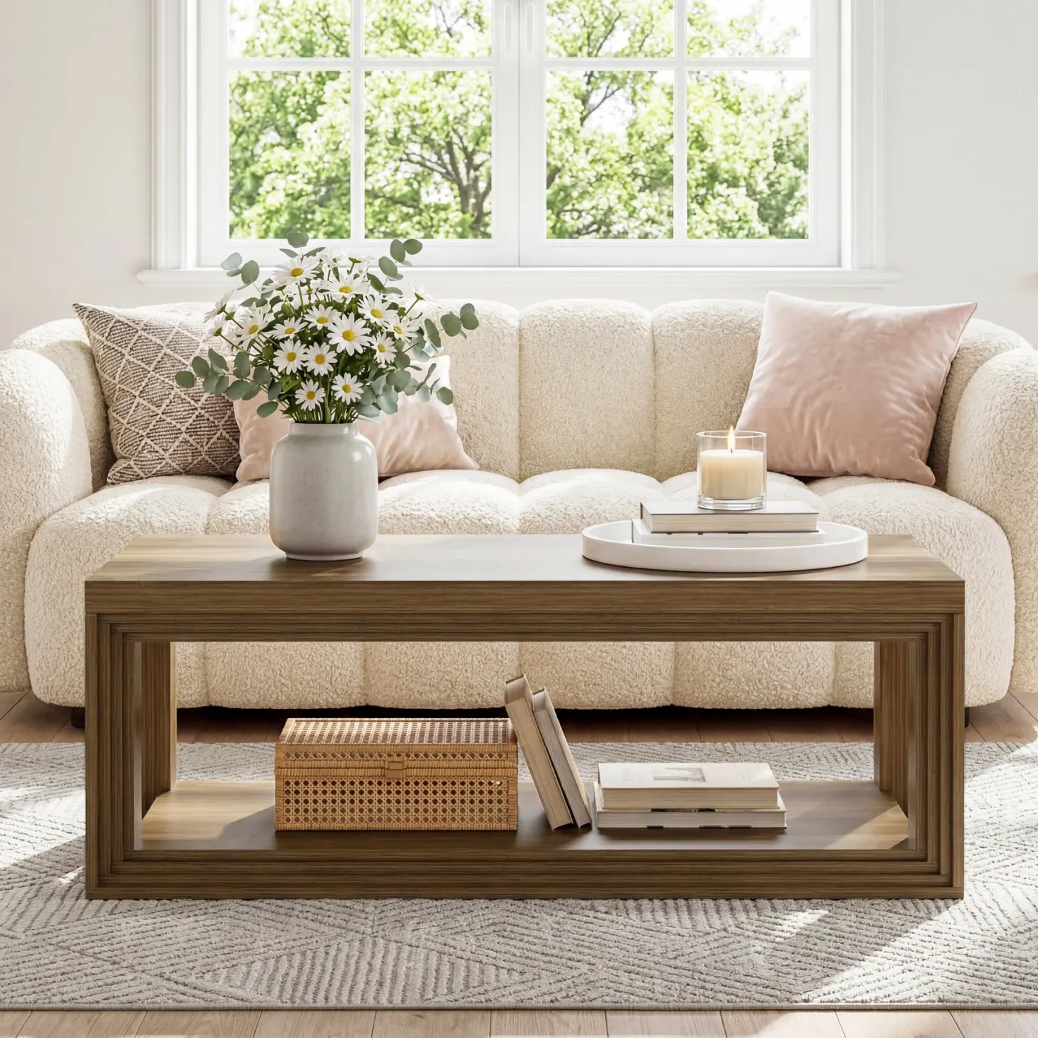 Tribesigns 47" Center Table, Rectangular Storage Coffee Table for Home