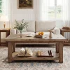 Tribesigns 47" Coffee Table, Farmhouse Rectangular Table with 2-Tier Storage for Living Room