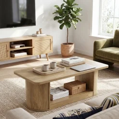 Tribesigns 47.3" Coffee Table, 2-Tier Storage Center Table for Living Room
