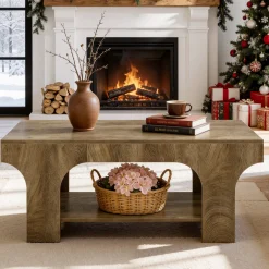 Tribesigns 47.24" Coffee Table, 2-Tier Farmhouse Center Table for Living Room