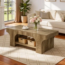 Tribesigns 47.24" Coffee Table, 2-Tier Farmhouse Center Table for Living Room