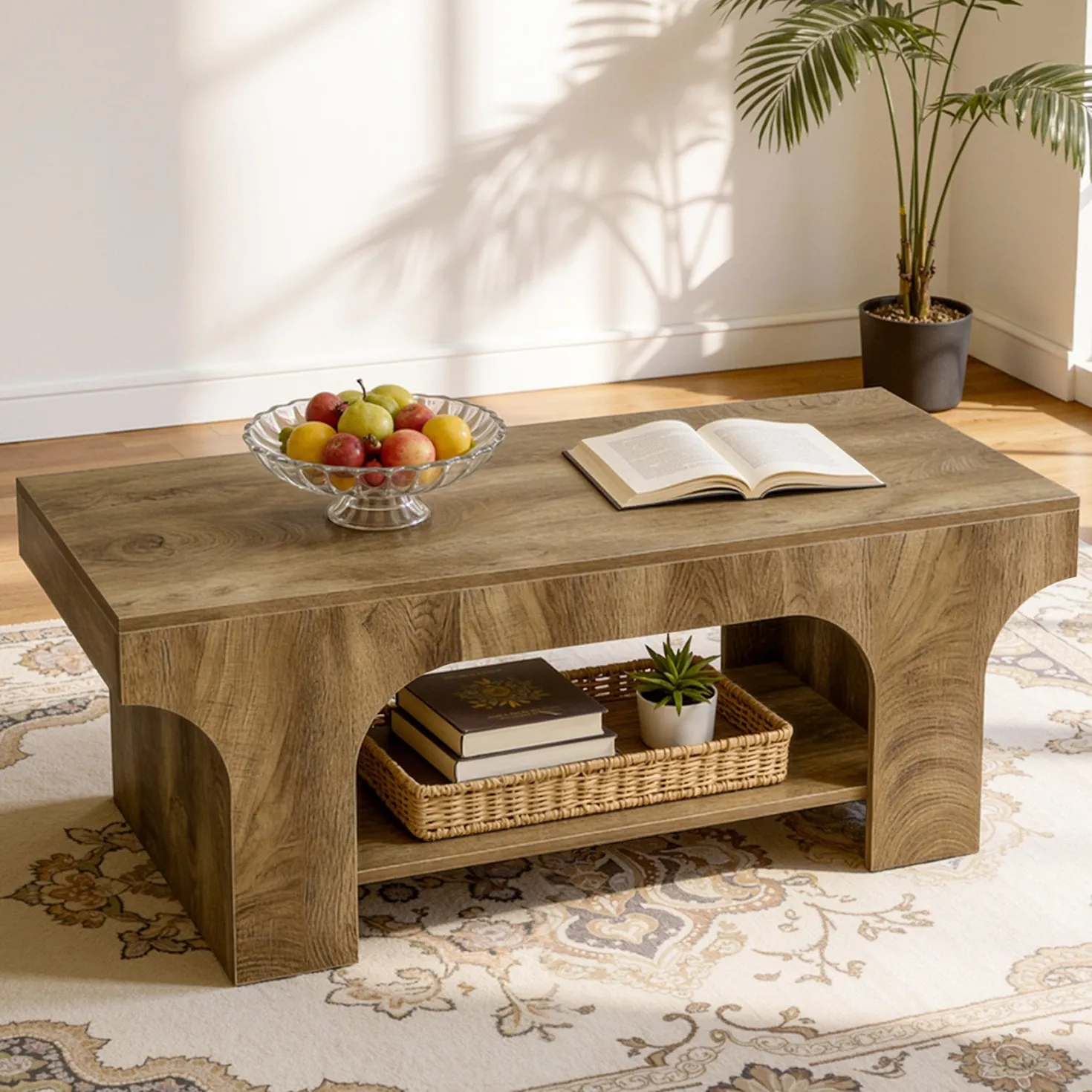 Tribesigns 47.24" Coffee Table, 2-Tier Farmhouse Center Table for Living Room