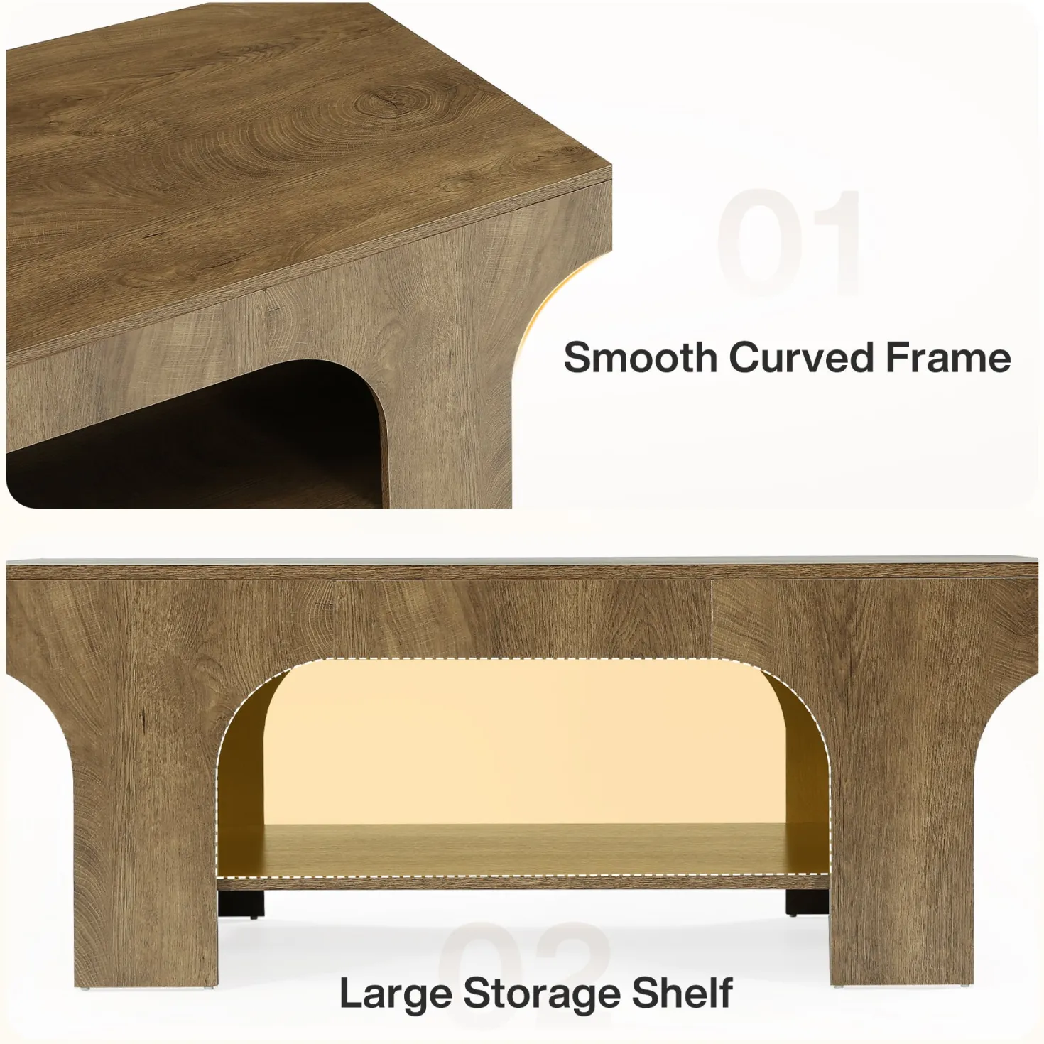 Tribesigns 47.24" Coffee Table, 2-Tier Farmhouse Center Table for Living Room
