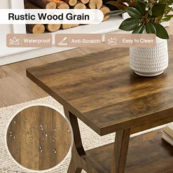 Tribesigns 47.24" Coffee Table, Farmhouse Center Table with Shelf