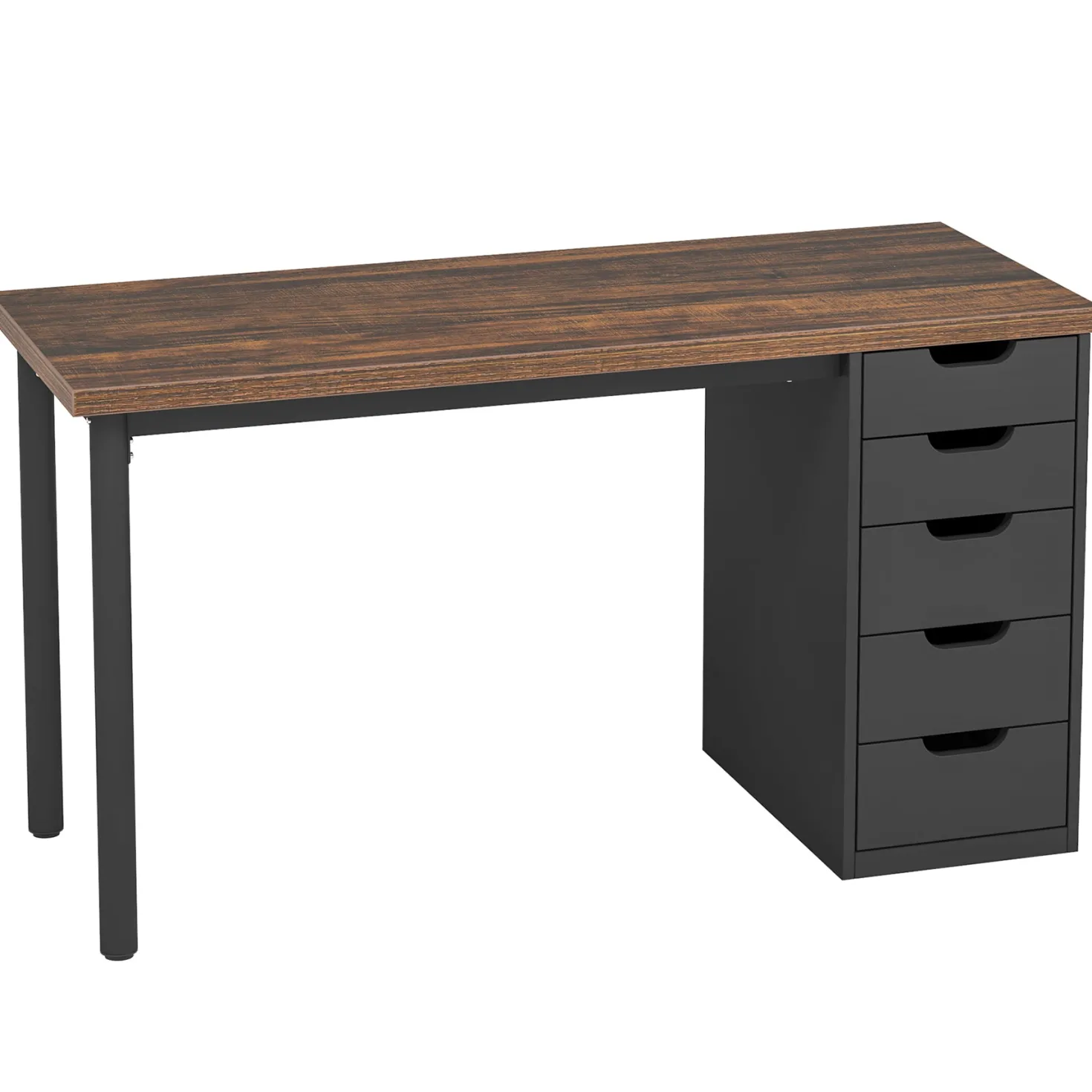 Tribesigns 47" Computer Desk with 5 Reversible Drawers, Rustic Home Office Workstation