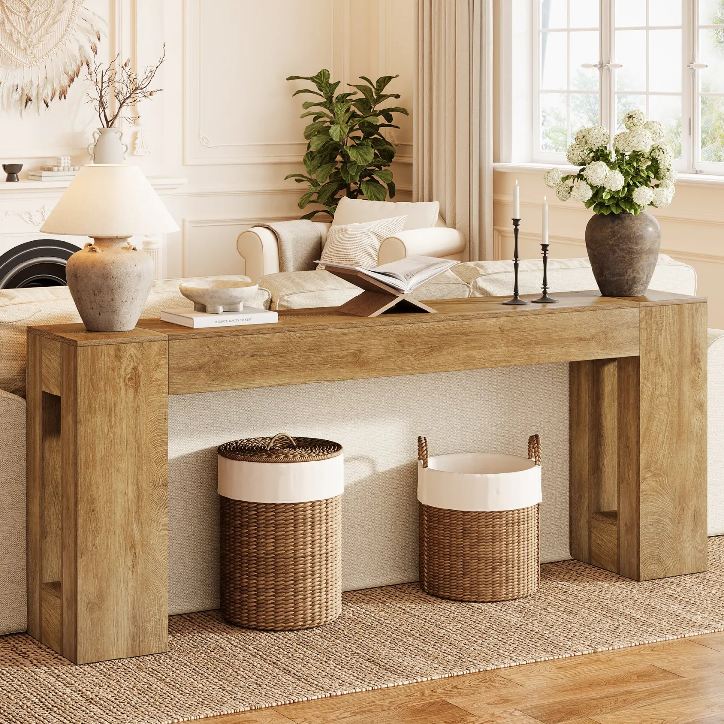 Tribesigns 78.74" Console Table, Modern Geometric Sofa Table for Entryway