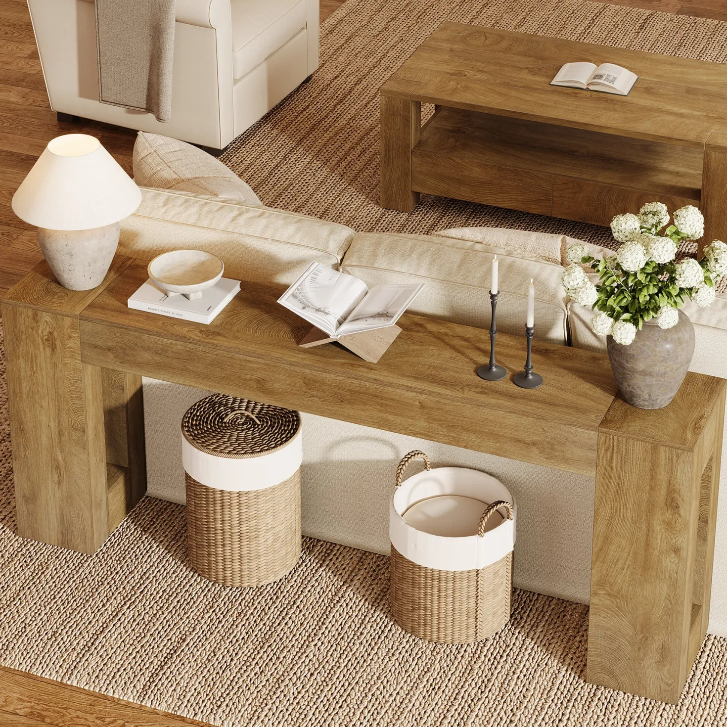 Tribesigns 78.74" Console Table, Modern Geometric Sofa Table for Entryway