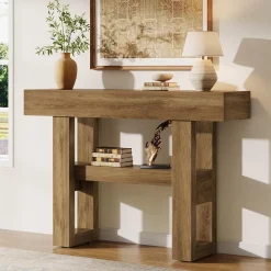 Tribesigns 41.34" Console Table, Rustic 2-Tier Storage for Entryway and Living Room