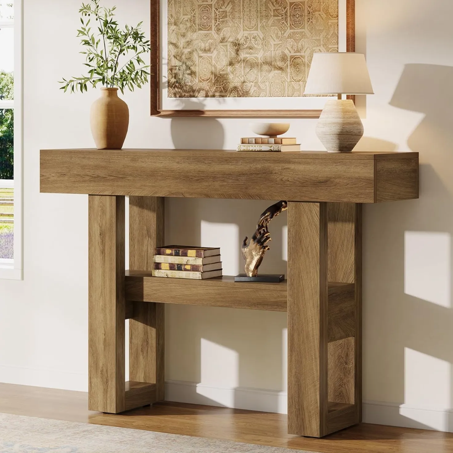 Tribesigns 41.34" Console Table, Rustic 2-Tier Storage for Entryway and Living Room