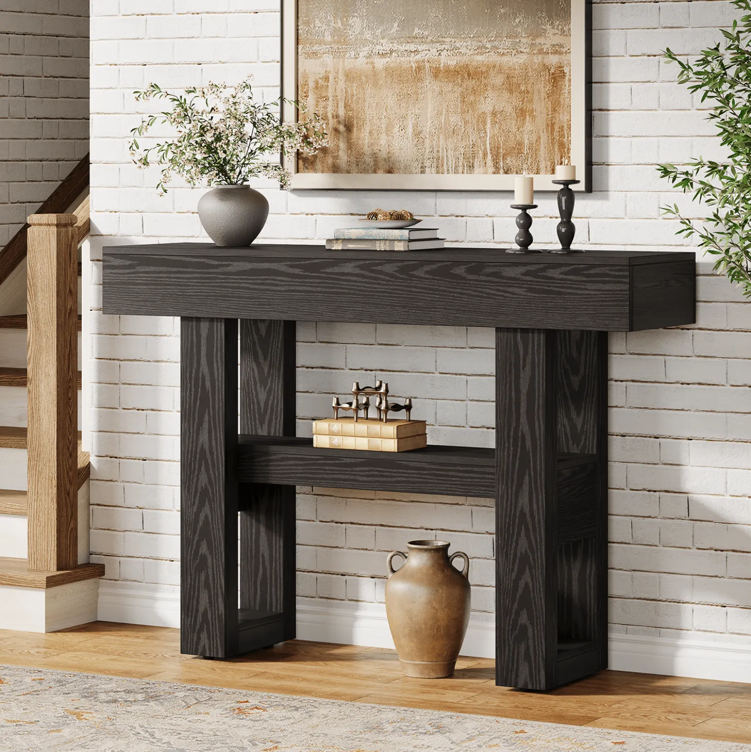 Tribesigns 41.34" Console Table, Rustic 2-Tier Storage for Entryway and Living Room