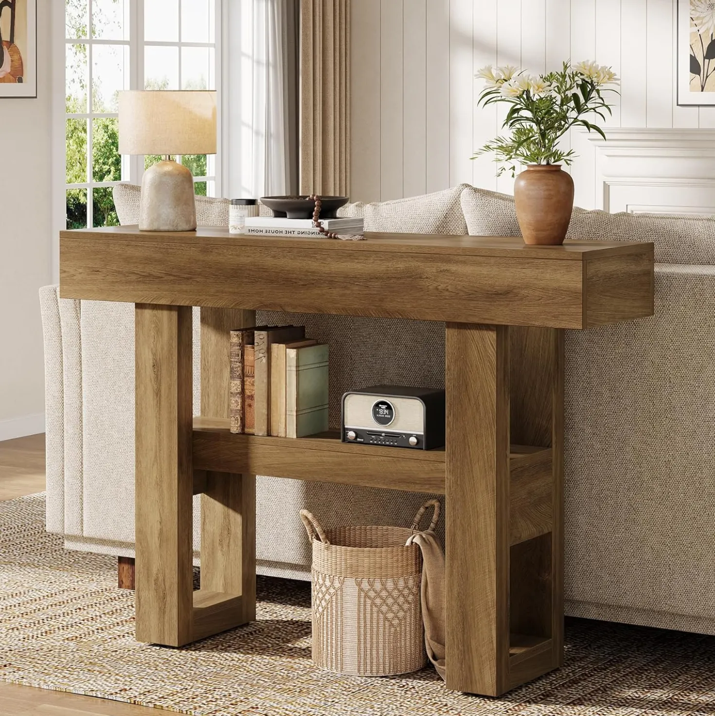 Tribesigns 41.34" Console Table, Rustic 2-Tier Storage for Entryway and Living Room