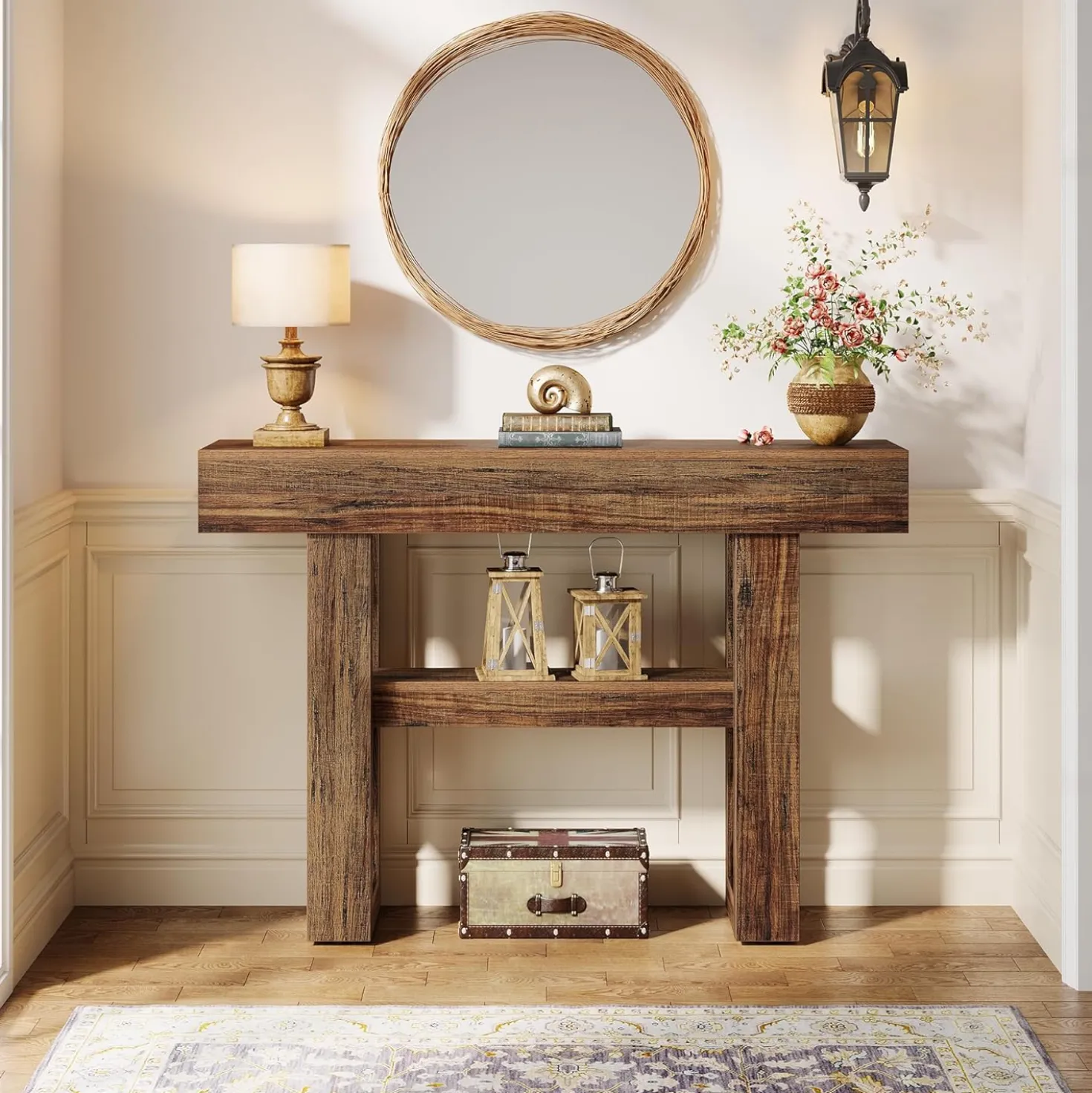 Tribesigns 41.34" Console Table, Rustic 2-Tier Storage for Entryway and Living Room
