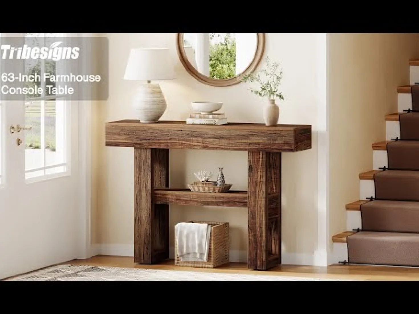 Tribesigns 41.34" Console Table, Rustic 2-Tier Storage for Entryway and Living Room