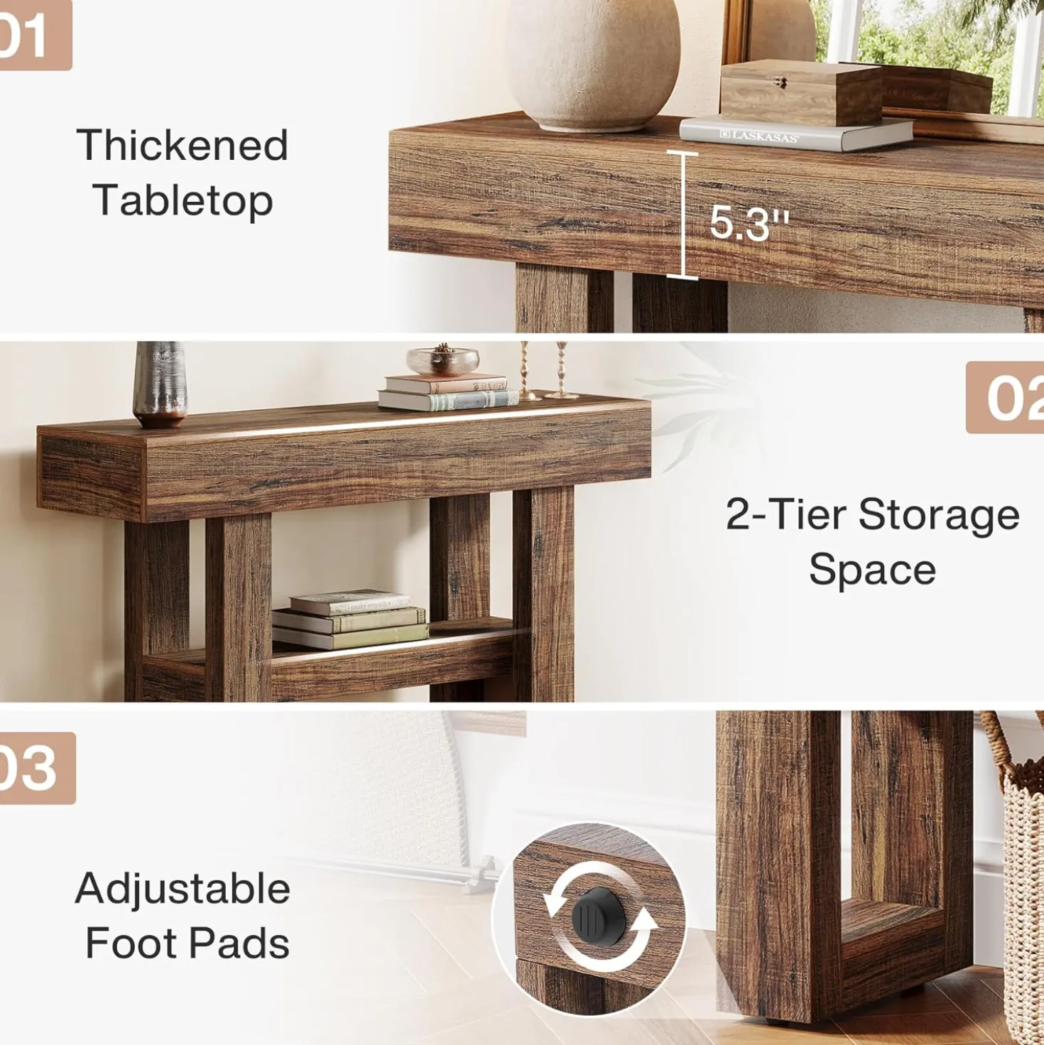 Tribesigns 41.34" Console Table, Rustic 2-Tier Storage for Entryway and Living Room