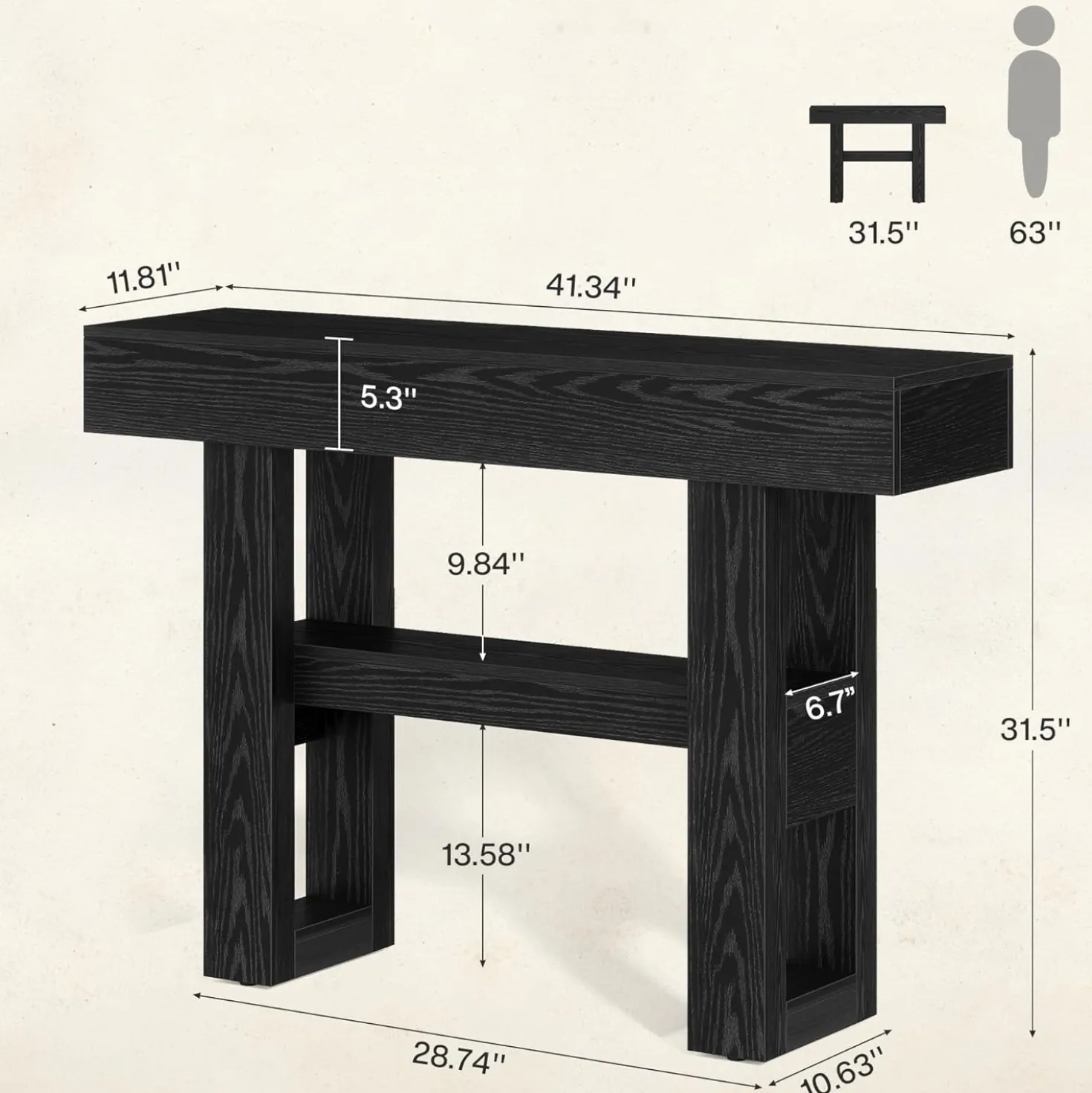 Tribesigns 41.34" Console Table, Rustic 2-Tier Storage for Entryway and Living Room