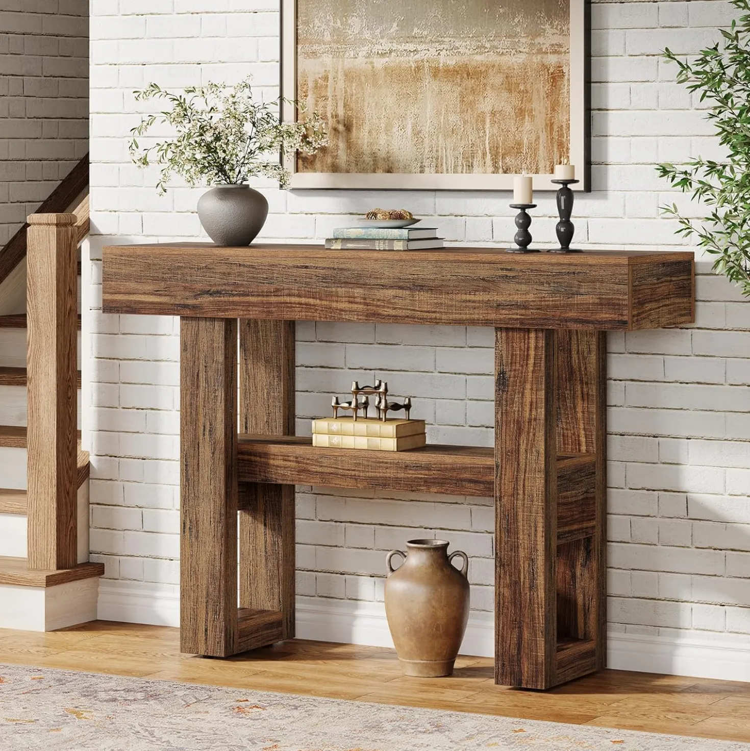 Tribesigns 41.34" Console Table, Rustic 2-Tier Storage for Entryway and Living Room