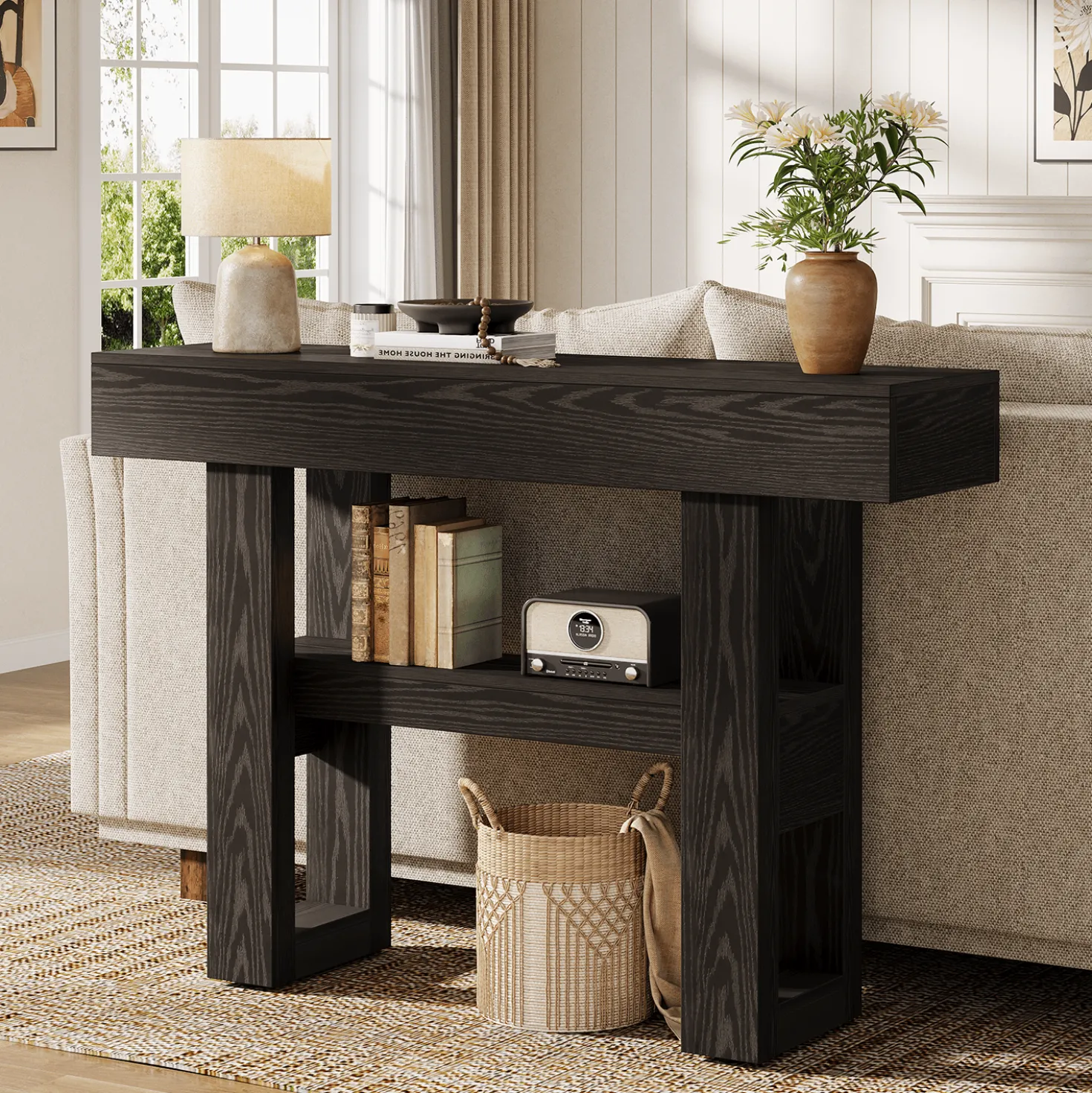 Tribesigns 41.34" Console Table, Rustic 2-Tier Storage for Entryway and Living Room