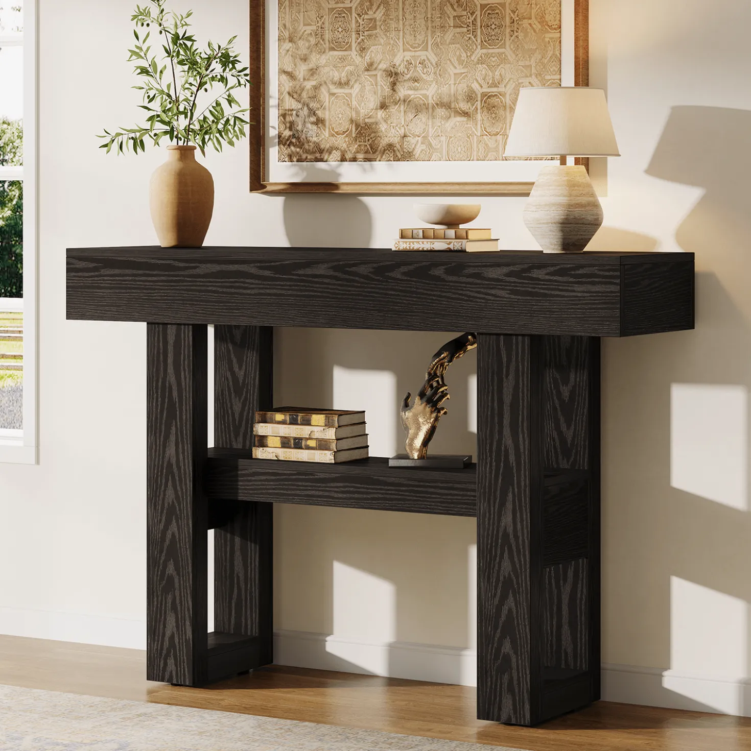 Tribesigns 41.34" Console Table, Rustic 2-Tier Storage for Entryway and Living Room