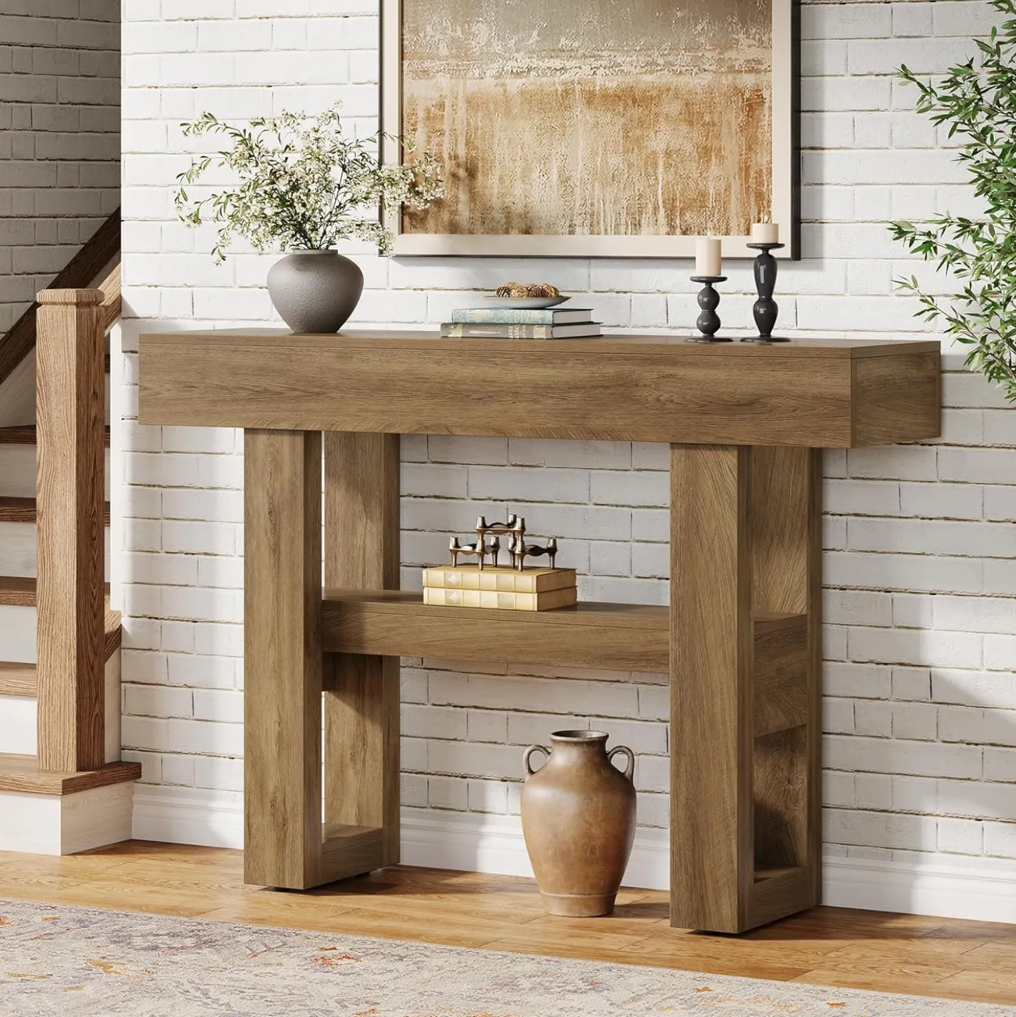 Tribesigns 41.34" Console Table, Rustic 2-Tier Storage for Entryway and Living Room
