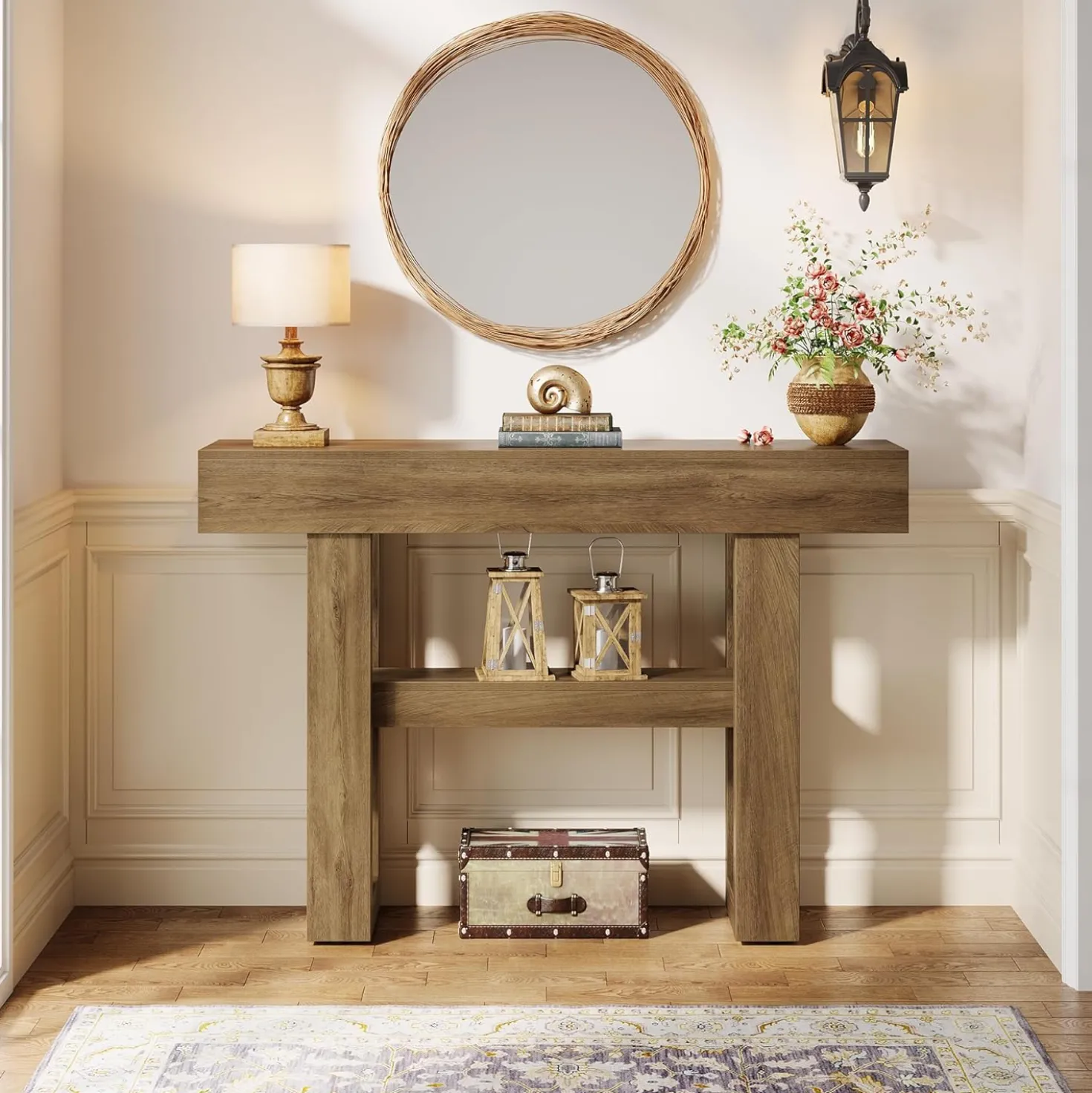 Tribesigns 41.34" Console Table, Rustic 2-Tier Storage for Entryway and Living Room