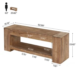Tribesigns 62.99" Console Table, Solid Wood Entryway Table with Shelf for Hallway