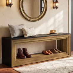 Tribesigns 63" Entryway Bench with Shoe Storage, Farmhouse Bench for Hallway