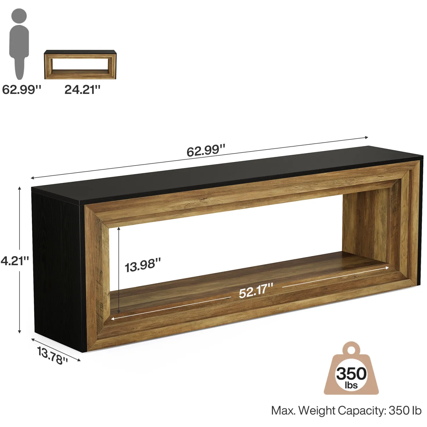 Tribesigns 63" Entryway Bench with Shoe Storage, Farmhouse Bench for Hallway